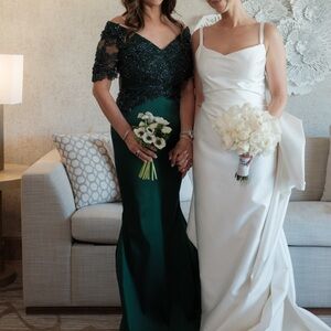 Cristallini Green Beaded Evening Gown